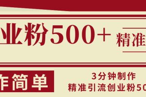 （13073期）3分钟制作精准引流创业粉500+操作简单