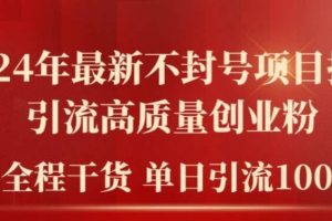 2024年最新不封号项目拆解引流高质量创业粉，全程干货单日轻松引流100+【揭秘】