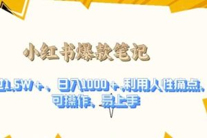 利用人性的痛点，打造爆款笔记，获得点赞超过1.5W+，日入1k【揭秘】