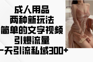 成人用品两种新玩法，简单的文字视频引爆流量，一天引流私域300+