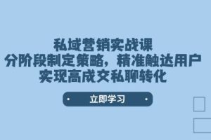（14100期）私域营销实战课，分阶段制定策略，精准触达用户，实现高成交私聊转化