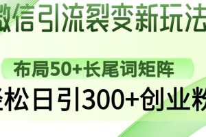 （14451期）微信引流裂变新玩法：布局50+长尾词矩阵，轻松日引300+创业粉