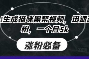 即梦AI生成猫咪黑帮视频，迅速起号涨粉，一个月5k