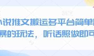 小说推文搬运多平台简单粗暴的玩法，听话照做即可
