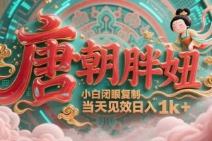 用AI克隆“唐朝胖妞”日更3条，平台疯狂推流，小白闭眼复制，当天见效，日入1k+
