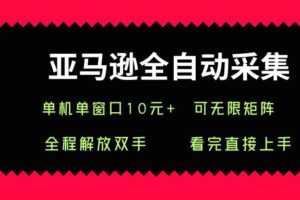 亚马逊全自动采集，单机单窗口一天10+，可无限矩阵去做
