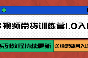 多多视频带货训练营1.0入门篇，全套系列教程持续更新，送给想要月入过万的你