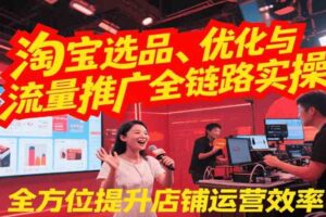淘宝选品、优化与流量推广全链路实操，全面提升店铺运营效率