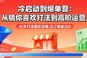 （16177期）冷启动到爆单营：从猜你喜欢打法到高阶运营,30天打造爆款店铺,日订单破200