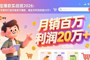 （17401期）淘宝爆款实战班-2026年2月更新：手把手教你打造月销百万爆款，稳定月利润突破20万+