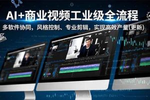 （16855期）AI+商业视频工业级全流程-2期，多软件协同、风格控制、专业剪辑，实现高效量产(更新)