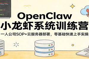 OpenClaw小龙虾系统训练营：一人公司SOP，云服务器部署，零基础快速上手实操
